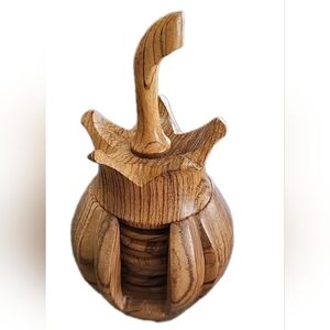 Vintage Hand Carved Wood Pineapple With 12 Coasters MCM